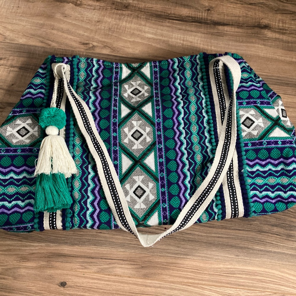 Woven tribal tote bag